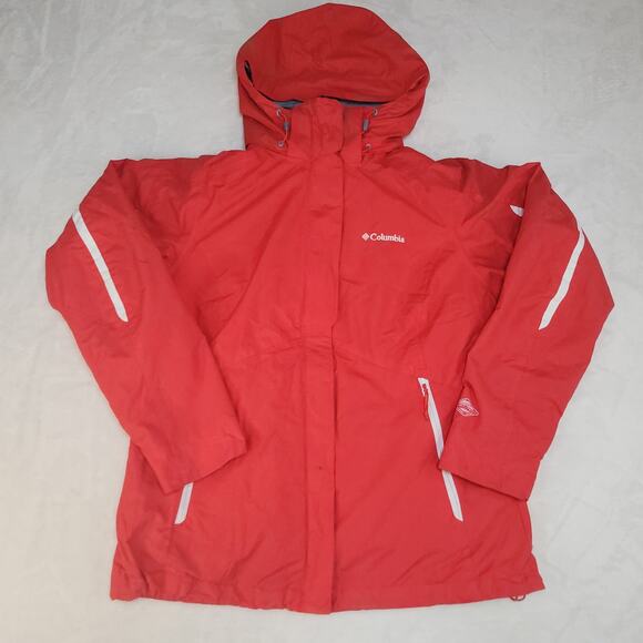 Columbia 3 in 1 Jacket Womens Medium Red White Fleece Winter Snowboarding Skiing - Picture 3 of 13
